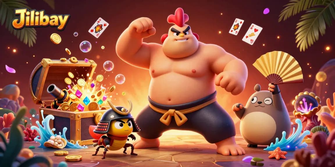 Experience thrilling action at Jilibay with a dynamic 3D scene featuring unique gaming characters.