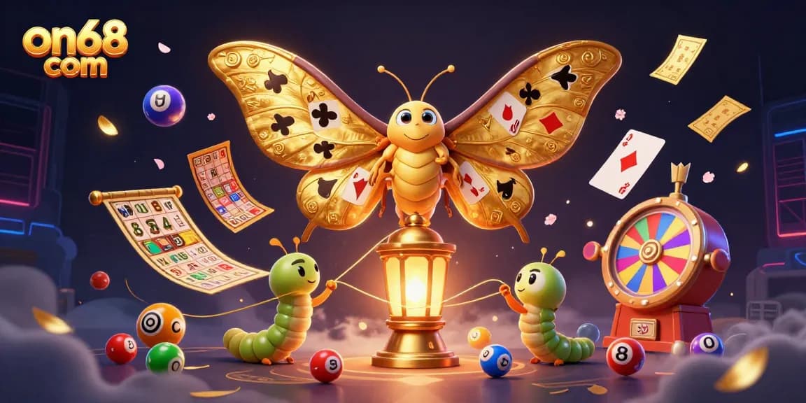 Engage in thrilling wins at on68 com with vibrant lottery balls and golden casino symbols.
