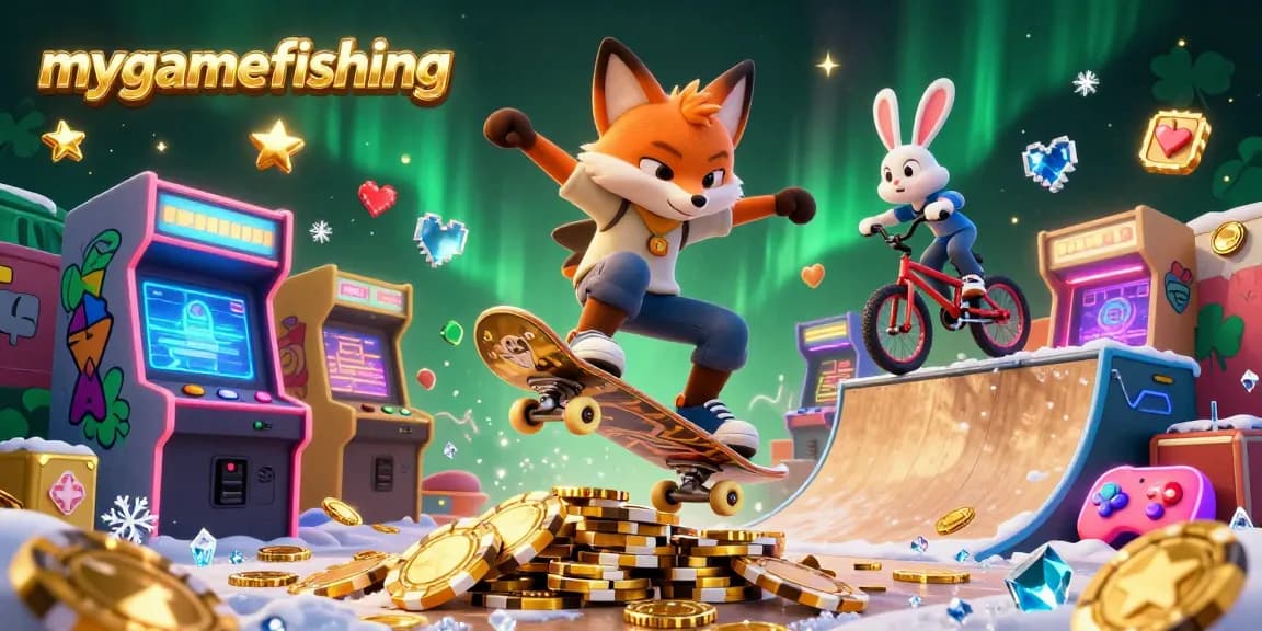 Engage with mygamefishing by winning big with vibrant gaming and casino elements featuring dynamic characters.