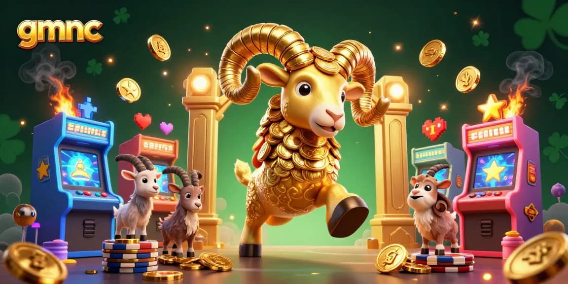 Spin the reels on gmnc with a golden ram charging towards jackpots surrounded by thrilling game elements.