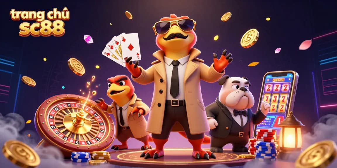 Experience excitement at trang chủ sc88 with raptors in a trench coat meeting a bouncer in a luxurious casino.