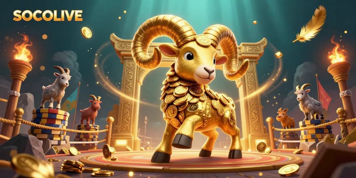 SOCOLIVE engages players with a thrilling sports betting scene featuring dynamic golden ram and vibrant elements