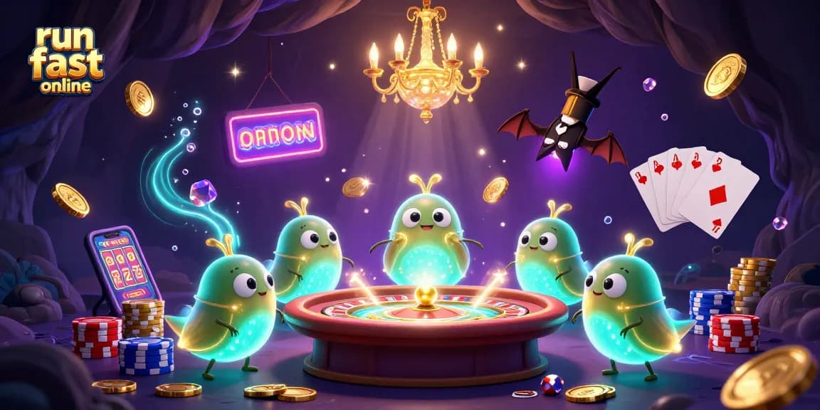 Experience run fast online with vibrant glowworms lighting up a dynamic cave casino scene.