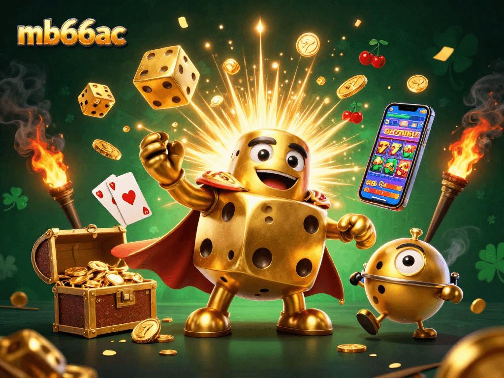 Engage in thrilling casino action with mb66ac's golden dice golem and slot machine excitement.