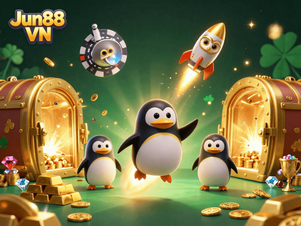 Experience thrilling gameplay at Jun88 VN with vibrant casino elements and golden treasures!