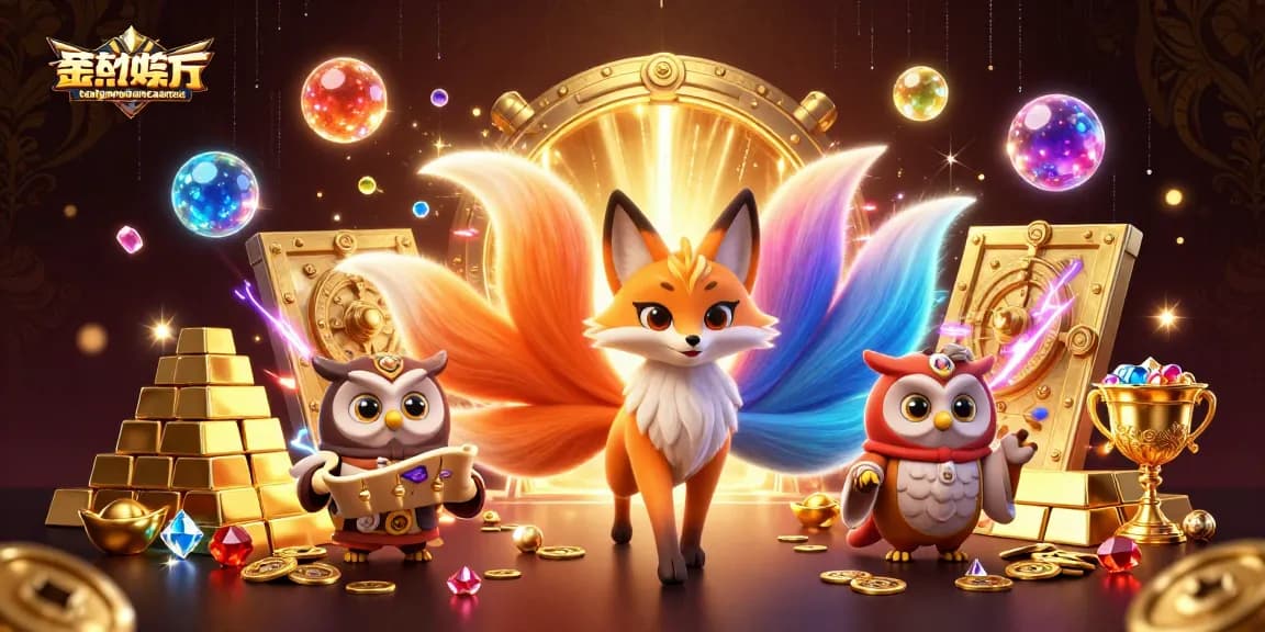 Engage with taigamebancaanxu as vibrant cartoon characters dance around treasure and fortune.
