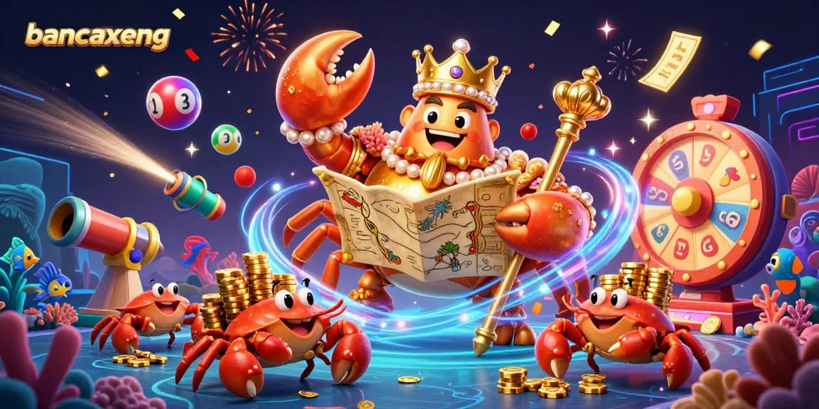 Engage in the exciting world of bancaxeng with the golden crab emperor amidst vibrant casino elements.