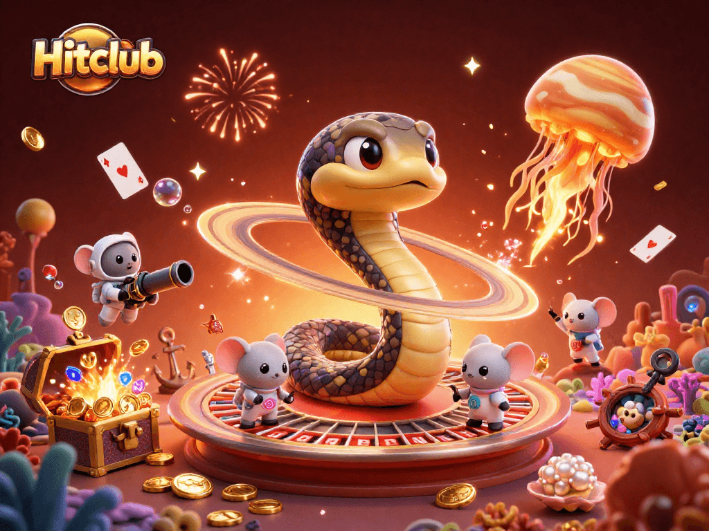 Experience thrilling bets at Hitclub with astronaut mice betting on a cosmic roulette.