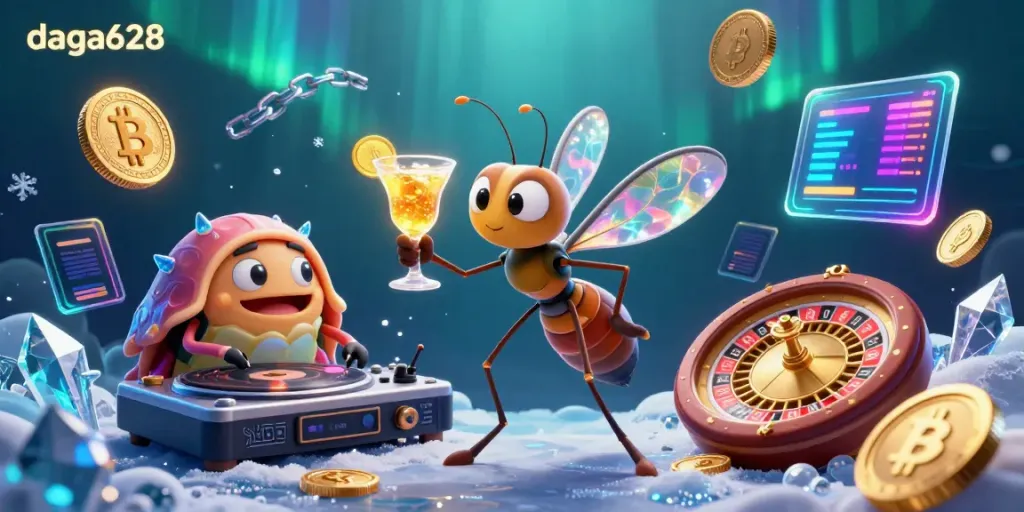 Experience the thrilling action of daga628 casino with a vibrant 3D illustration featuring a unique mosquito mascot.