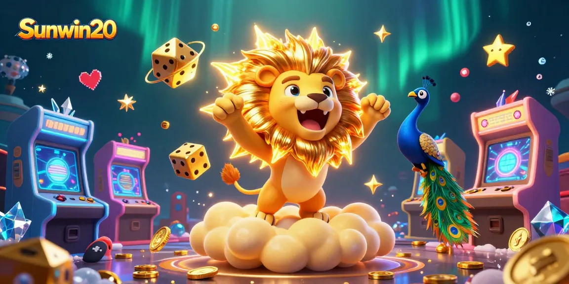 Engage with thrilling action at Sunwin20 as the majestic sun lion roars triumphantly amidst vibrant casino elements.