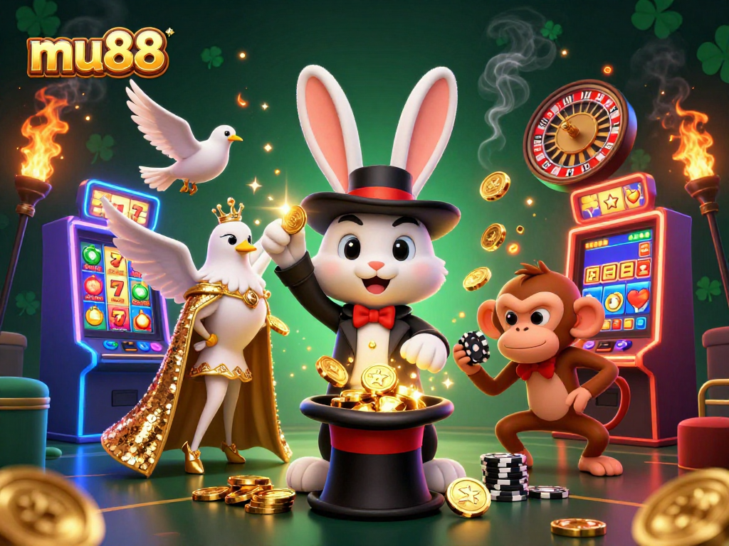 Experience mu88's enthralling casino world with magical characters and vibrant slot elements.