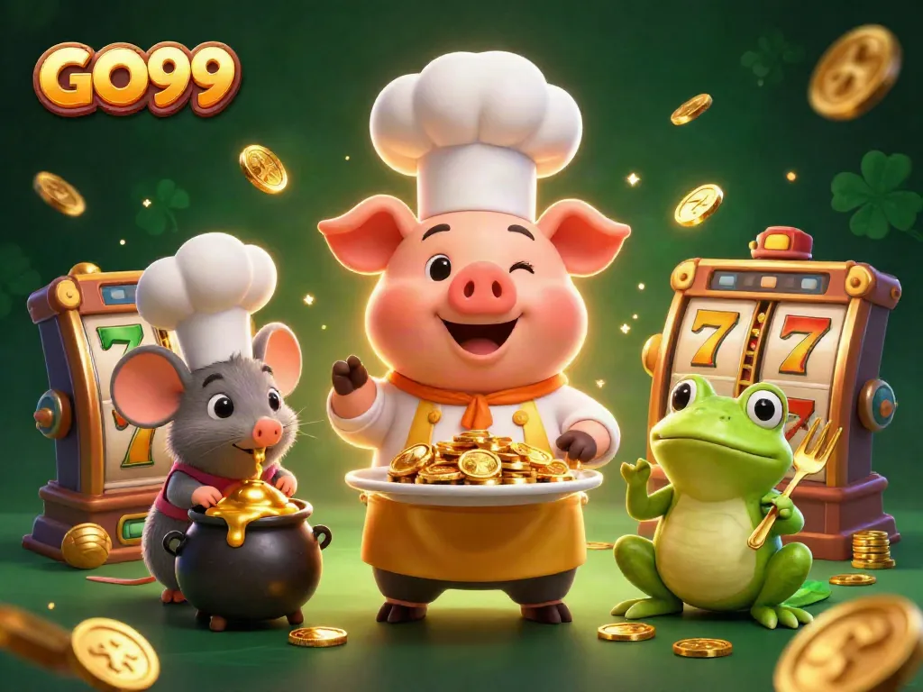 Join the fun at GO99 with a chef and friends celebrating a jackpot in this vibrant casino scene.