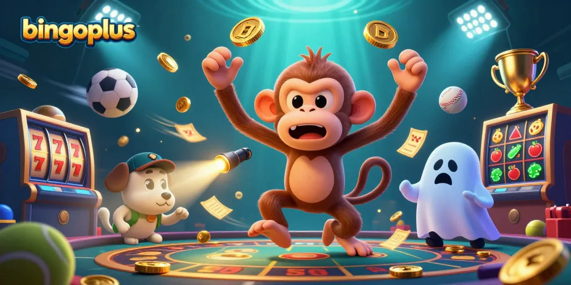 Experience thrilling wins with bingoplus as a playful ghost and puppy explore a haunted casino filled with gold!