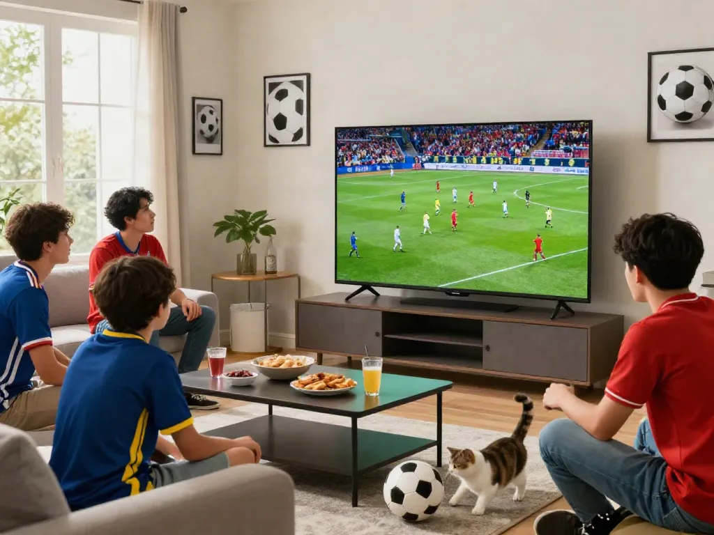 Fans enjoying an exciting live Gavangtv football match together at home.