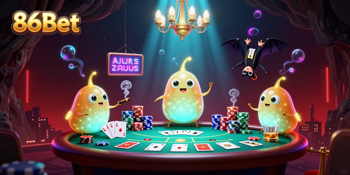 Experience the excitement of 86Bet with glowworms lighting up a vibrant casino scene.