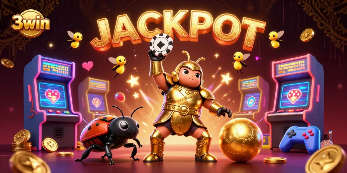 Spin the jackpot with 3win as the heroic beetle claims victory in the colorful online gaming world.