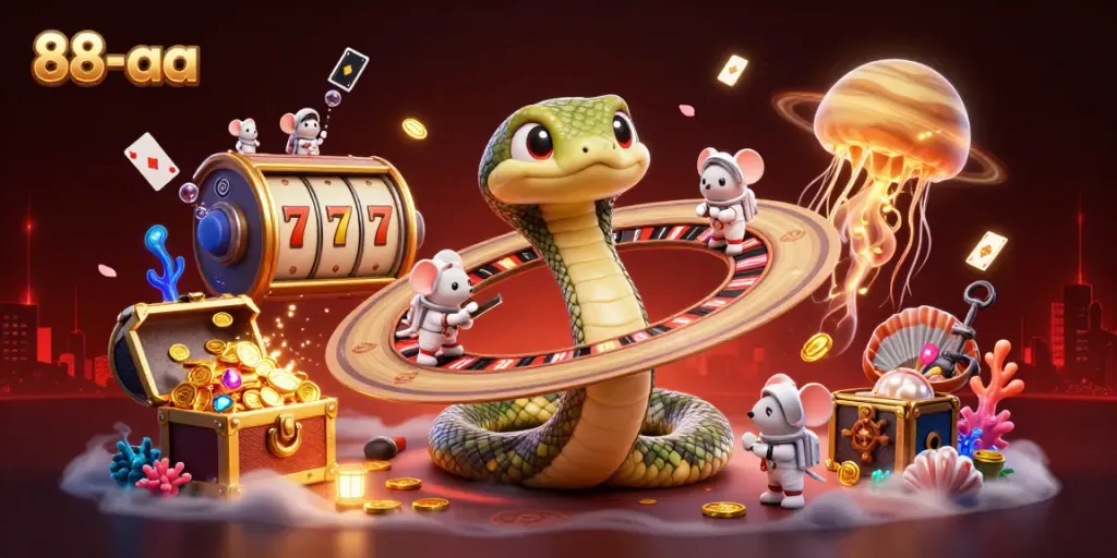 Experience the thrill at 88-aa with a dynamic illustration of cosmic gambling adventure.