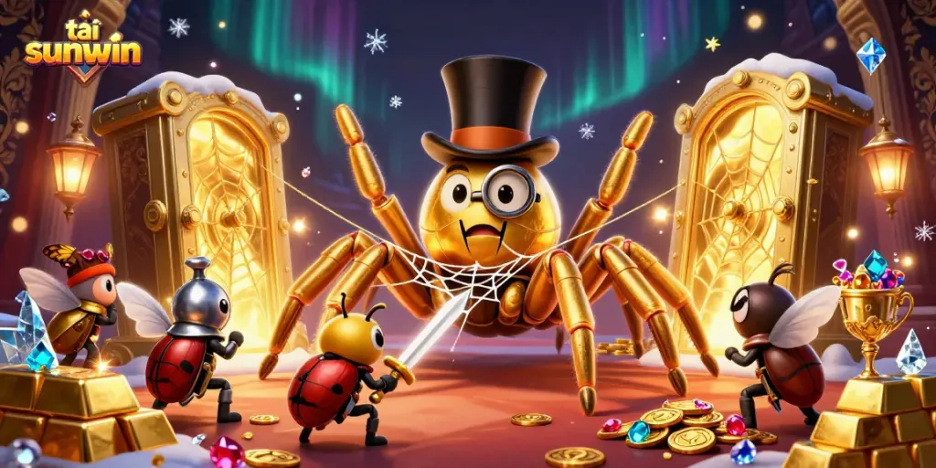 Experience the thrill of tải sunwin with captivating characters and gold treasures in a vibrant casino scene.
