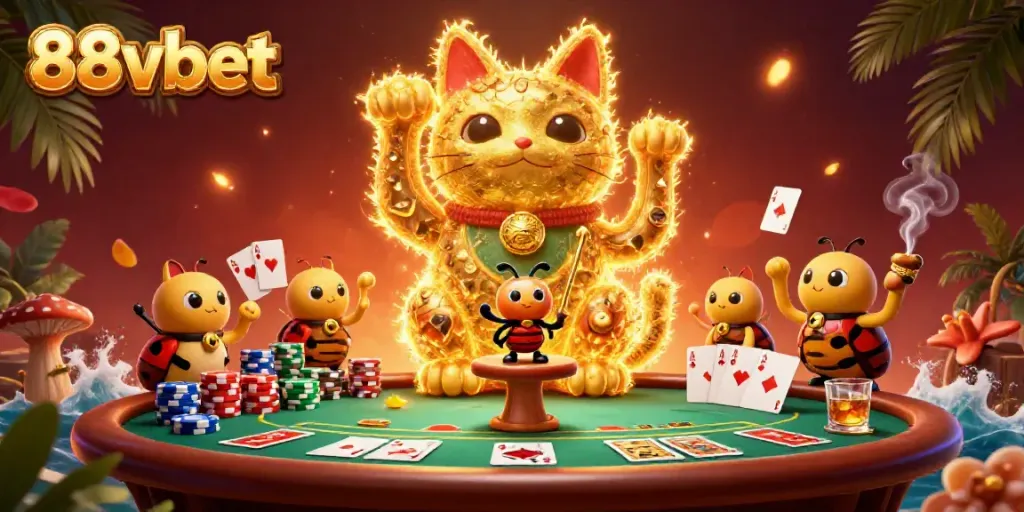 Experience the magic of 88vbet with a vibrant casino scene showcasing lucky elements and excitement.