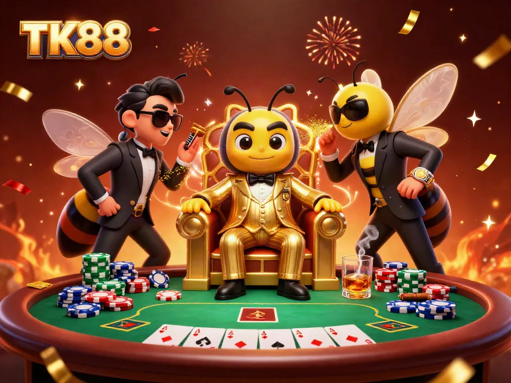 Engage with TK88 at a vibrant poker showdown featuring a mob boss and his elite entourage.