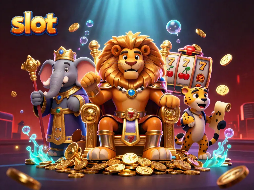 Experience thrilling slot action with king, advisor, and messenger in a vibrant casino atmosphere.