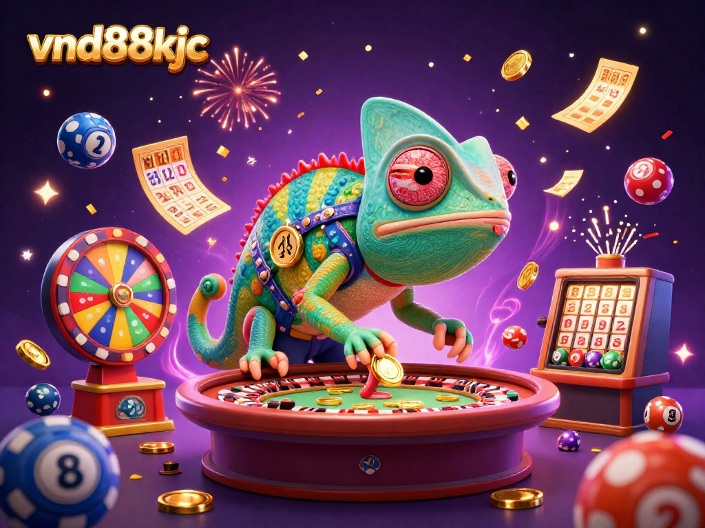 Get ready for fun and excitement at vnd88kjc with a vibrant casino scene full of lottery elements.