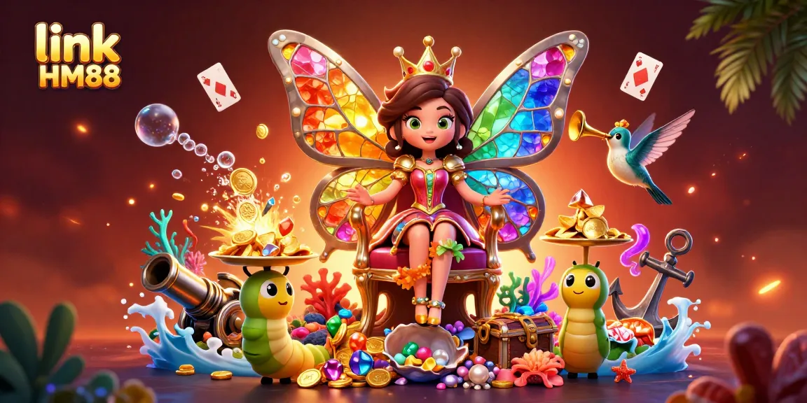 Experience the vibrant world of gaming with link HM88, showcasing stunning casino elements and lively characters.