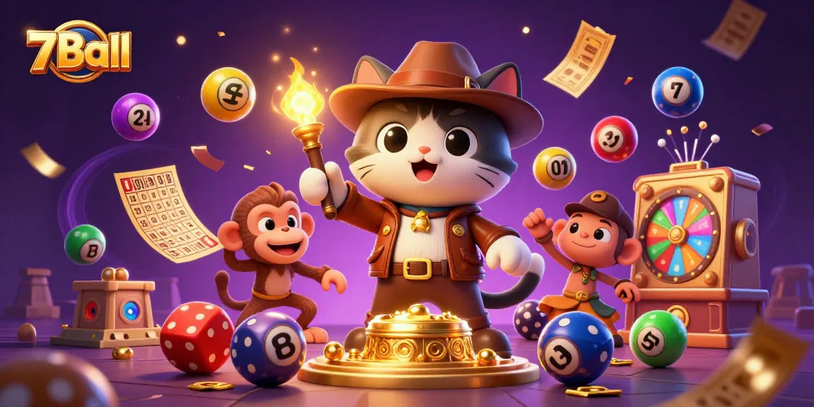 Engage with 7Ball's vibrant, dynamic casino adventure featuring lottery balls, prizes, and a thrilling atmosphere.