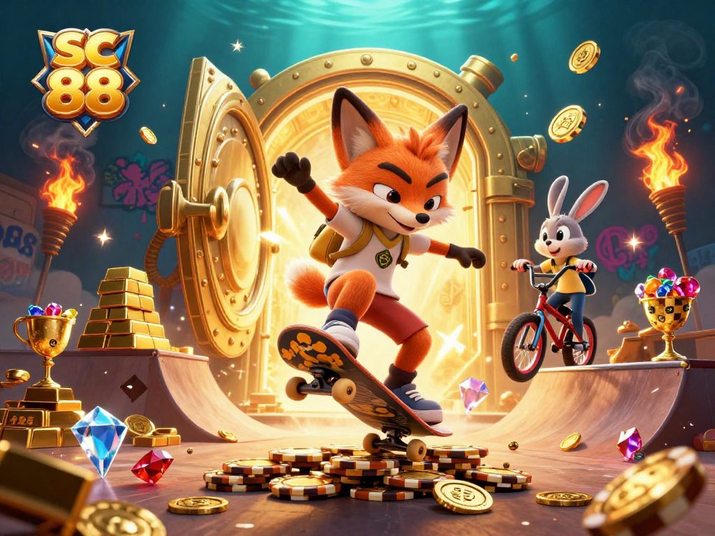 Experience the thrill at sc 88 featuring vibrant characters in an energetic casino scene.