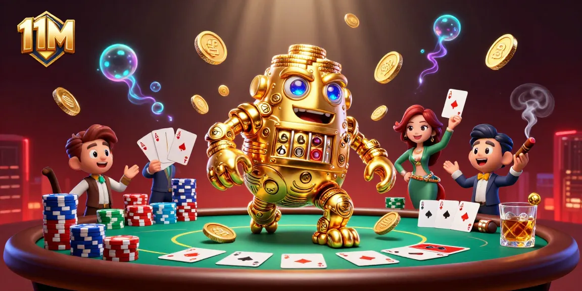 Engage with the thrilling world of 11M casino gaming featuring poker elements and energetic visuals.