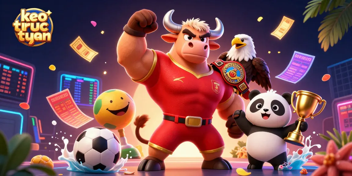 Engage in the vibrant world of keo truc tuyen with energetic sports betting elements and interactive characters.