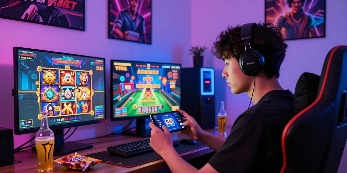 Engaging in the KO66 mobile betting app, surrounded by dynamic gaming visuals.