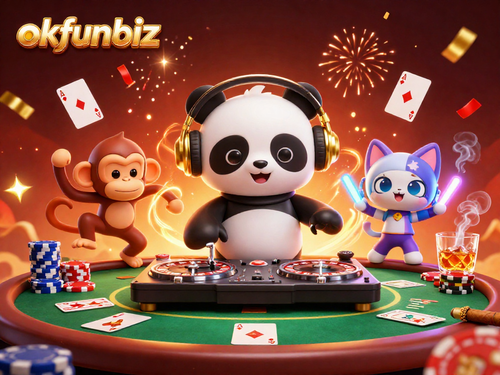 Experience thrilling action in the okfunbiz online casino with vibrant gaming characters and dynamic scenes.
