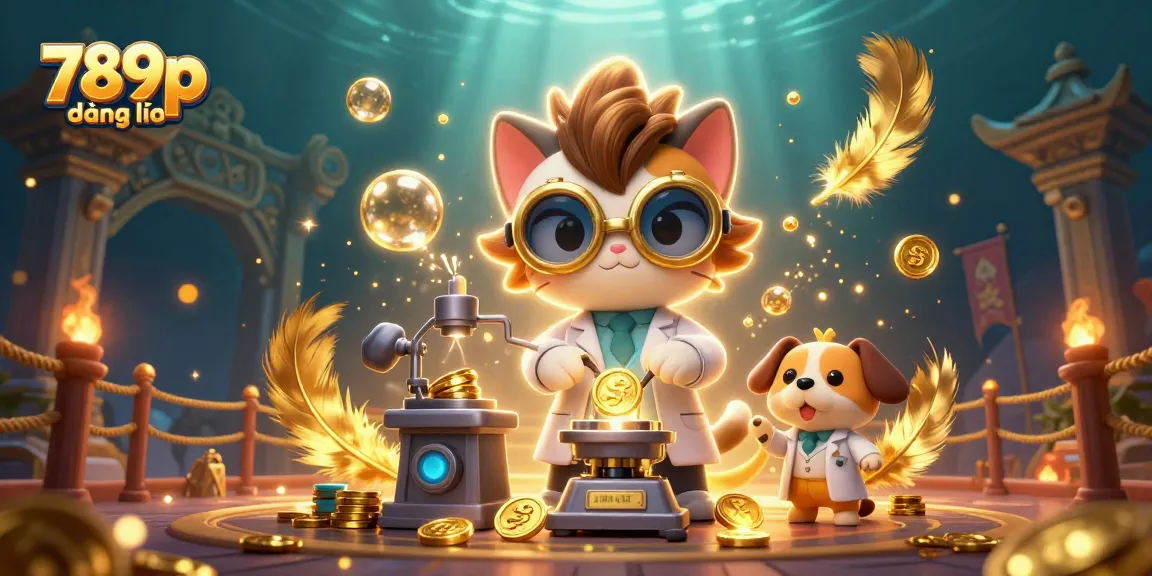Engage in exciting gameplay with 789p đăng nhập, featuring a mad scientist cat and dog in a dynamic casino scene.