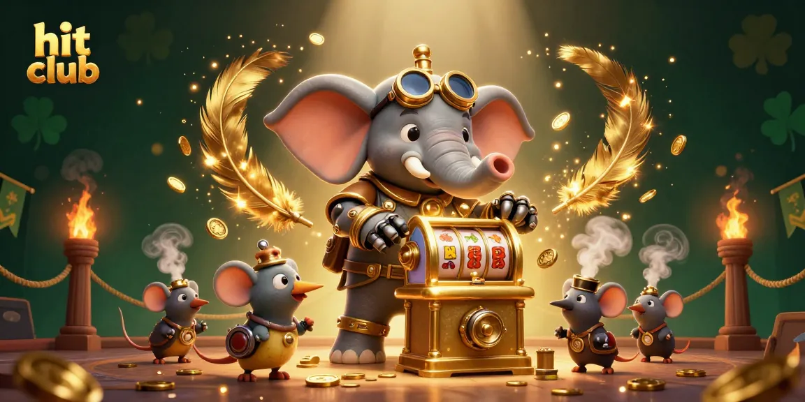 Spin and win with hit club's steampunk casino adventure featuring vibrant characters and dynamic elements.