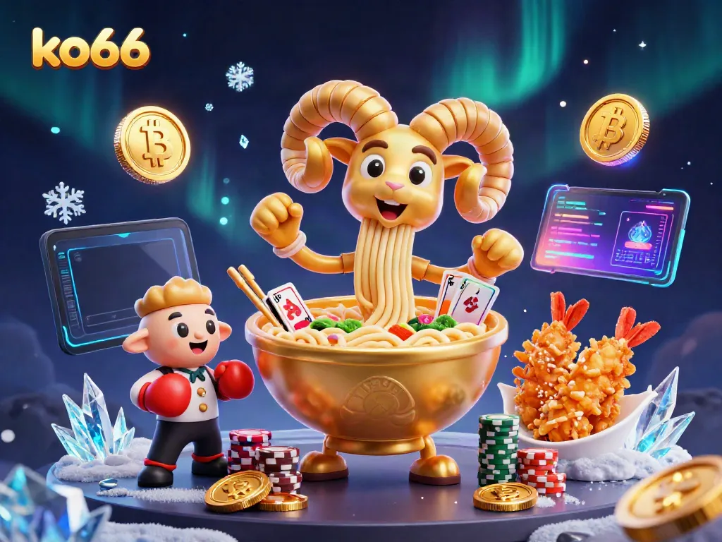 Engage in thrilling gameplay with ko66's interactive 3D casino characters and vibrant cryptocurrency elements.