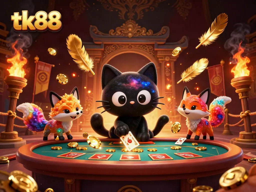 Experience tk88 casino magic with a black hole cat and nebula fox enchanting players.