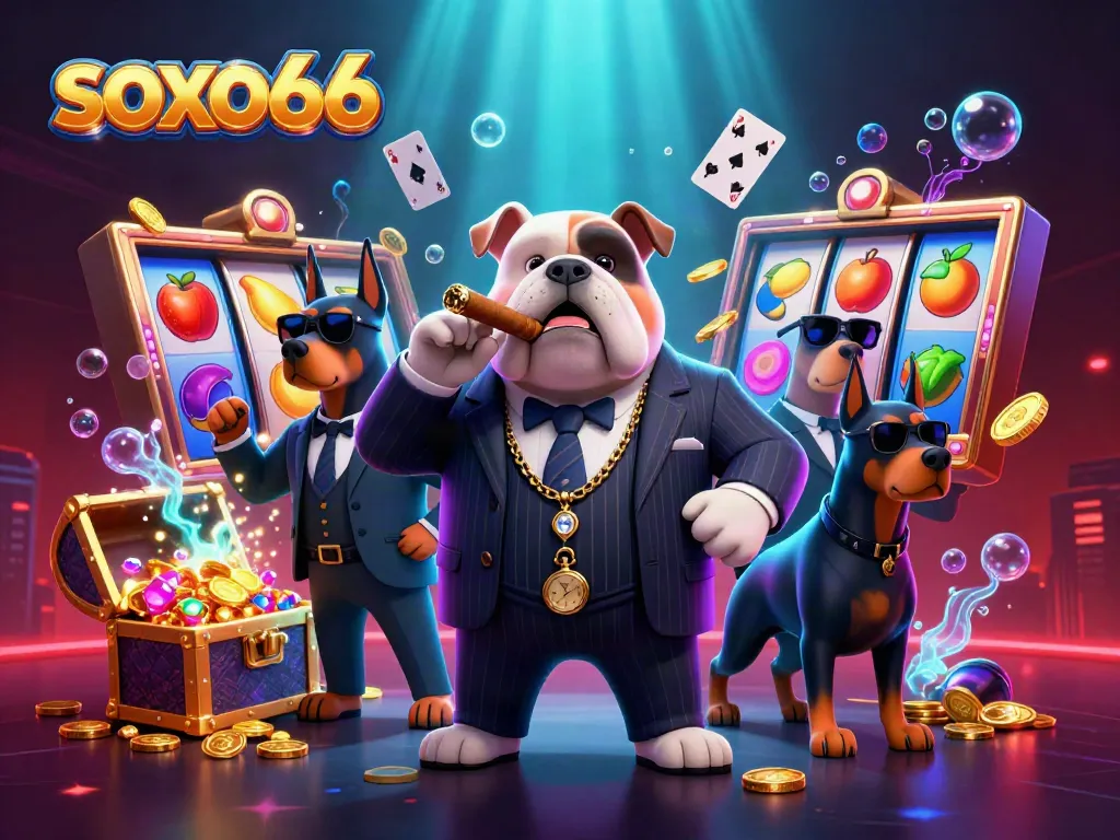 Engage in thrilling gameplay with soxo66, featuring slot reels and vibrant casino elements.