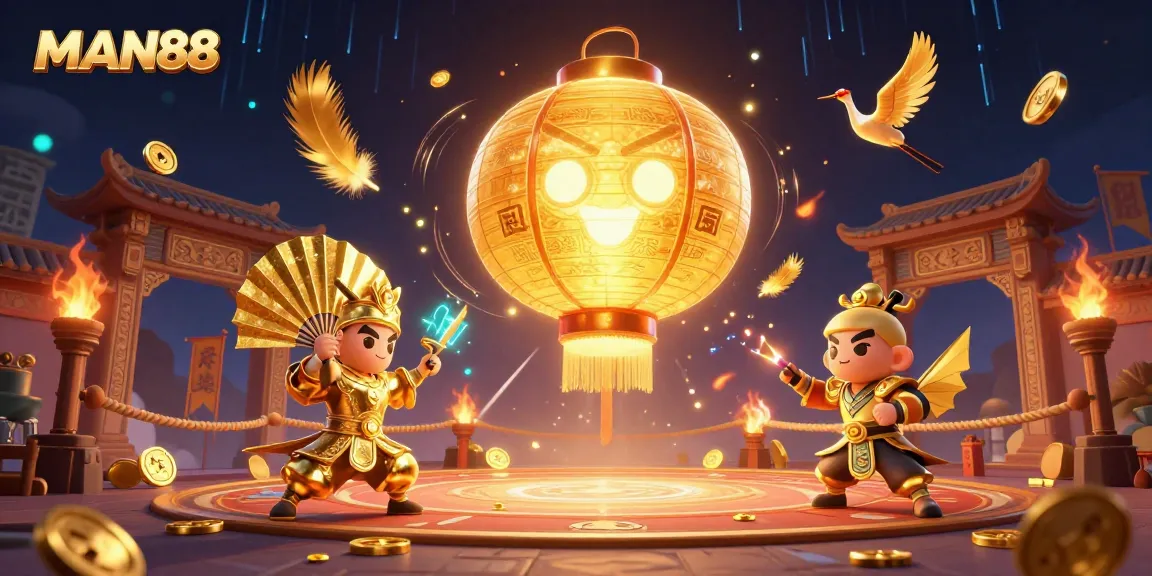 Experience the thrill of MAN88 with vibrant spirits and warriors in a dynamic casino scene.