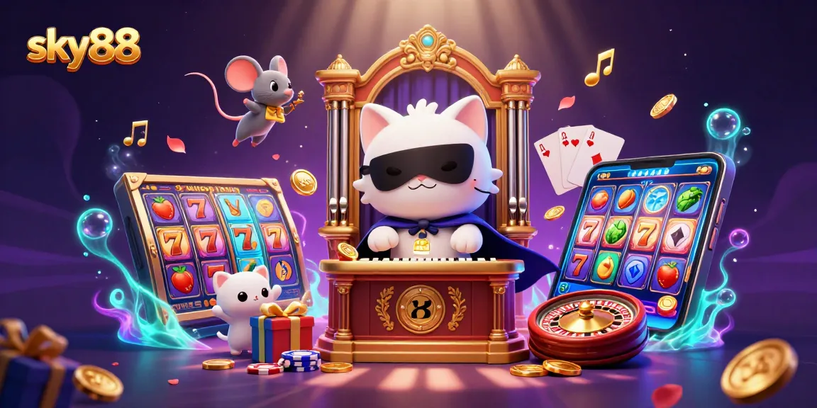 Engage with thrilling spins at sky88 Casino featuring vibrant 3D elements and dynamic characters.