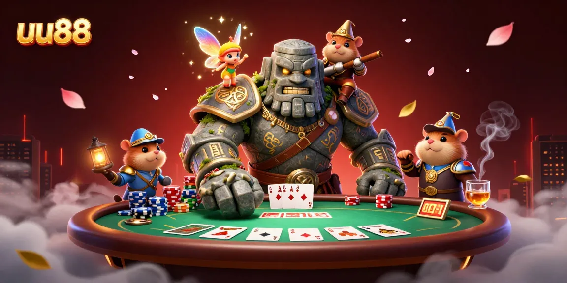 Experience the thrill of uu88 as the guardian golem comes alive amidst poker action.