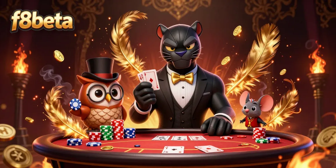 Win big with f8beta at a lively poker table in this engaging casino illustration.