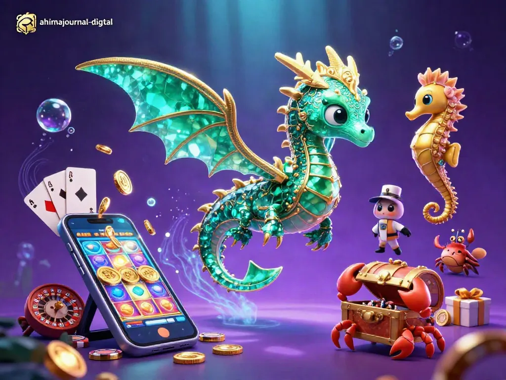 Experience the thrill of gambling with ahimajournal-digital's vibrant sea dragon treasure scene packed with slot game excitement!