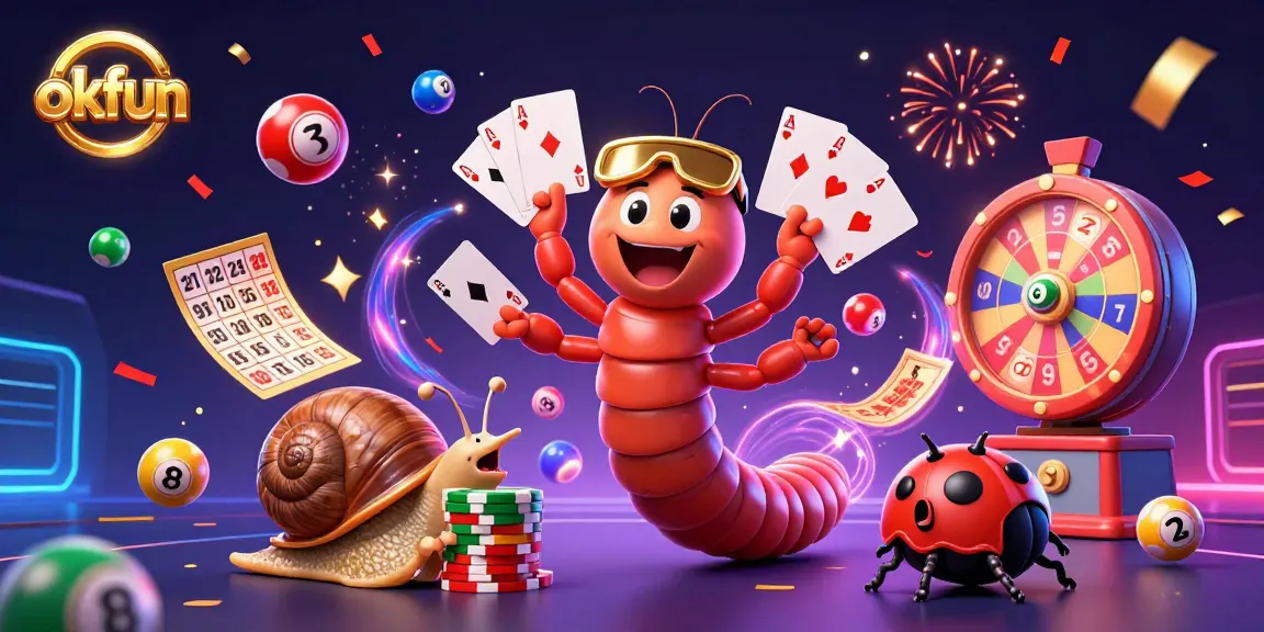 Experience excitement at okfun with animated characters and lively gambling elements in this vibrant casino scene.