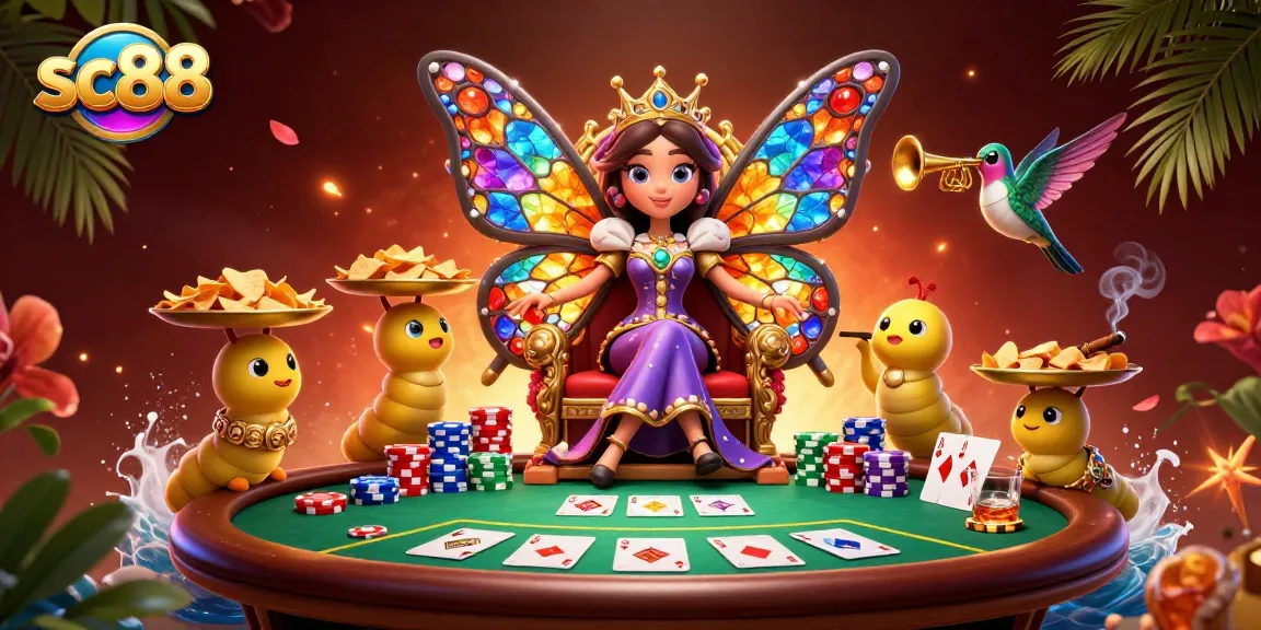 Experience thrilling gameplay at SC88 with vibrant cards, chips, and dynamic characters.
