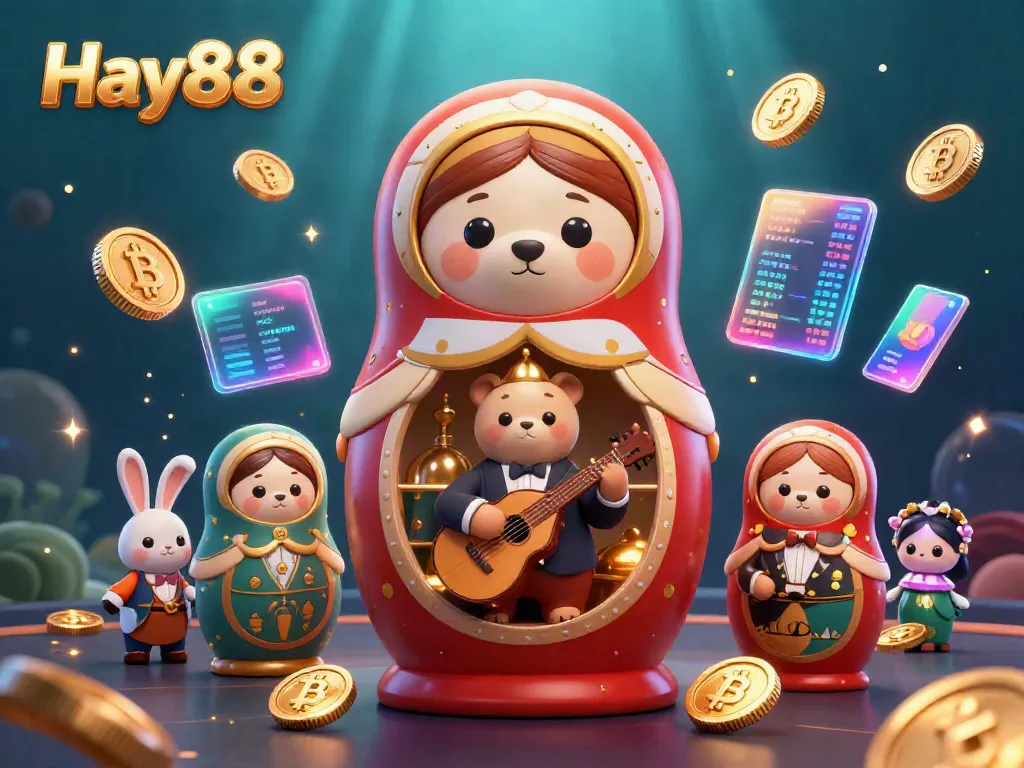 Experience Hay88's vibrant online casino world with bears and crypto elements in a rich 3D scene.