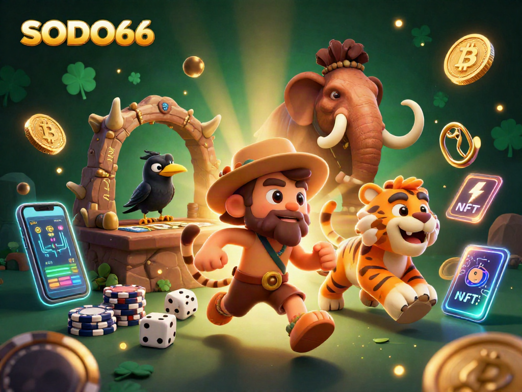 Engage with the vibrant SODO66 casino adventure featuring prehistoric characters and crypto elements.