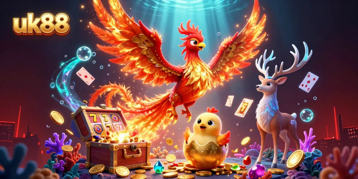 Experience thrilling gameplay with uk88's vibrant slot features in a stunning digital scene.