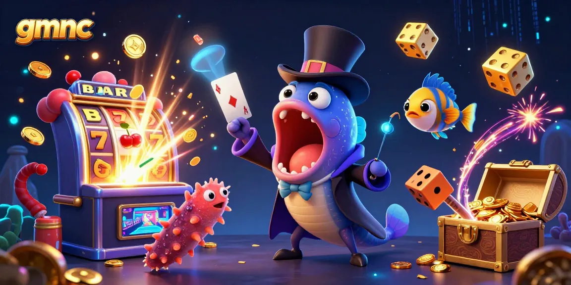 Engaging scene featuring gmnc where deep-sea creatures perform thrilling casino magic tricks amidst vibrant jackpots.