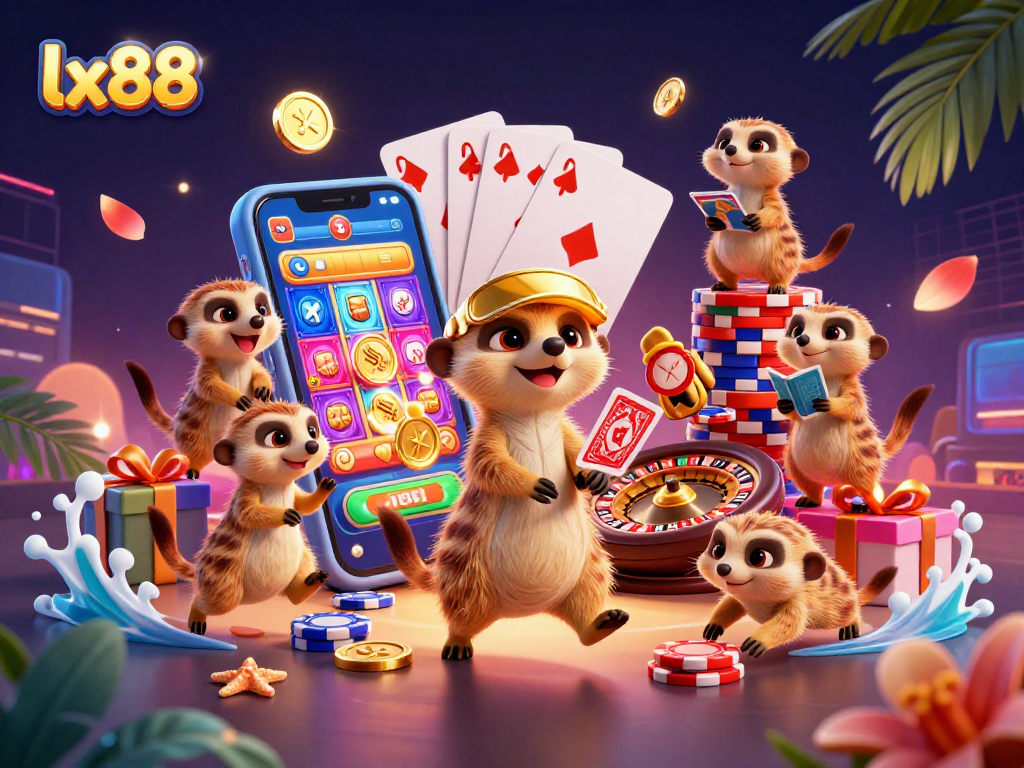 Experience vibrant gameplay at lx88 with meerkats operating a lively casino scene full of games and fun.